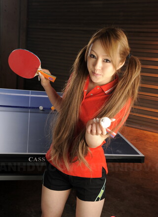 Innocent looking ping pong player Ria Sakurai shows her boobies